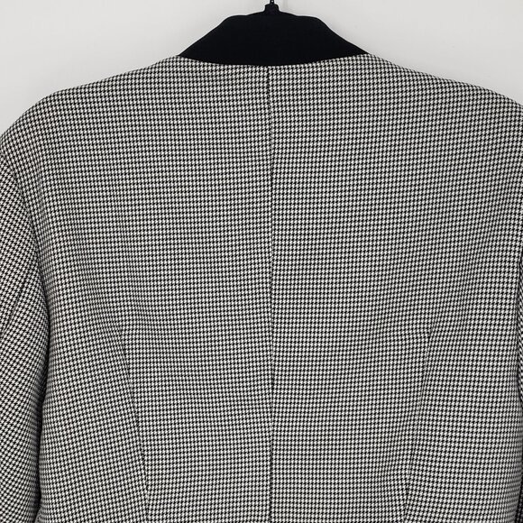 Storets Cropped Houndstooth Plaid Blazer Jacket S Womens Button Up Black White - Picture 7 of 9